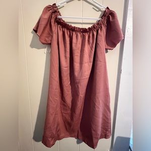 Pink off the shoulder dress knee length
